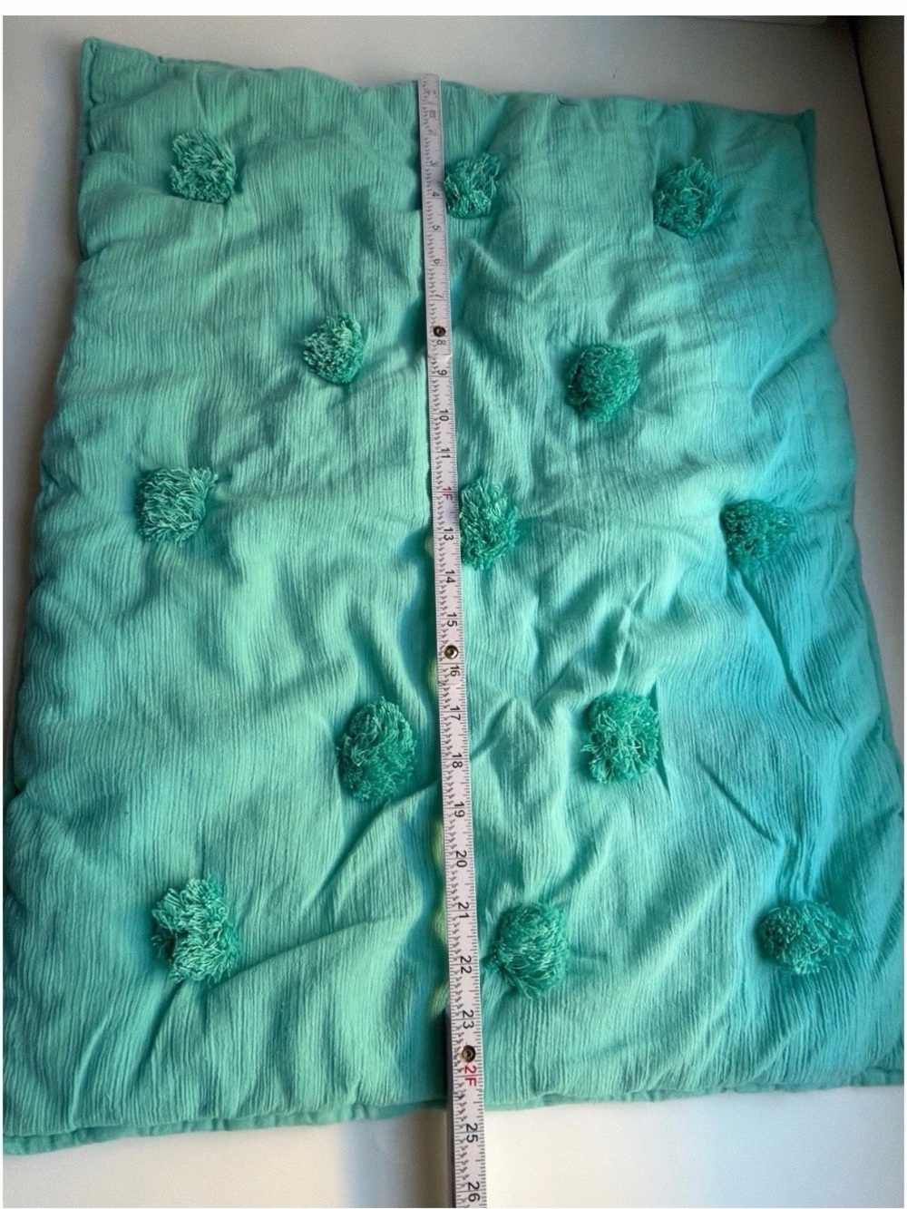 PBTEEN Standard Pillow Sham Teal Pom-Pom Detail